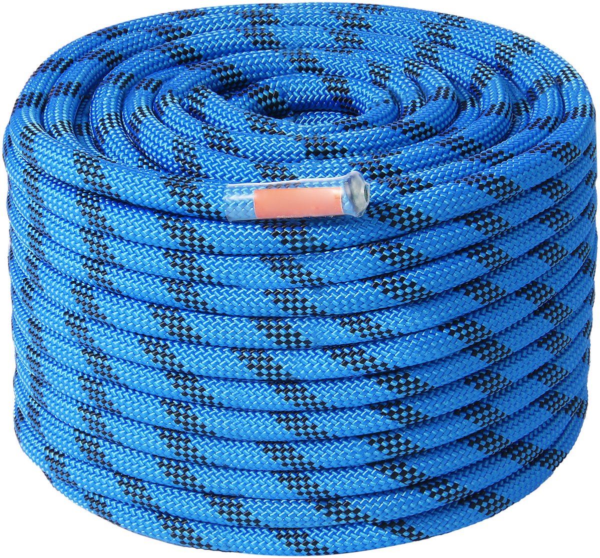 Statisch Klimtouw, 12,7 mm – 38 M (125 Ft), 30 Kn Trekkracht, met Stalen Karabijnhaak voor Klimmen In De Buitenlucht, Abseilen, Ontsnappen en Brandredding, Blauw