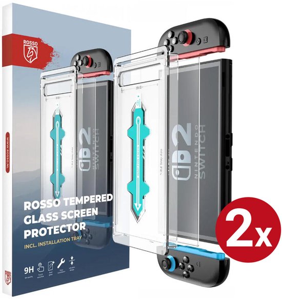 Protection d'écran Rosso compatible avec Nintendo Switch 2 | Verre trempé 9H | Verre de protection | Lame de verre | Case Friendly | Avec plateau d'installation | Montage facile | 2-Pack