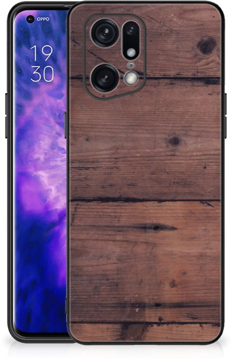 OPPO Find X5 Pro Houten Print Telefoonhoesje Old Wood