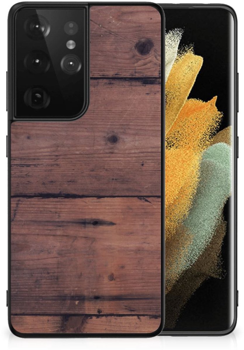 Samsung Galaxy S21 Ultra Houten Print Telefoonhoesje Old Wood