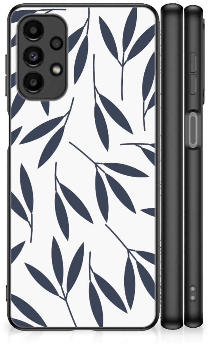 Samsung Galaxy A13 4G Bloemen Hoesje Leaves Blue