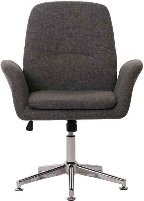 Chaise de conférence MCW-K23, chaise visiteur rembourrée pivotante avec accoudoirs réglables en hauteur tissu/textile ~ gris foncé