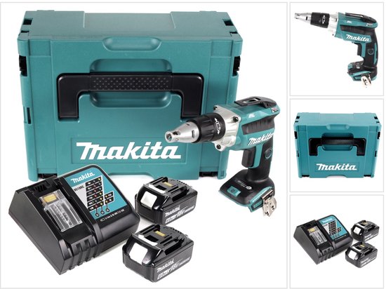 Makita DFS 250 RGJ accu-droogbouwschroevendraaier 18 V borstelloos + 2x accu 6.0 Ah + lader + Makpac