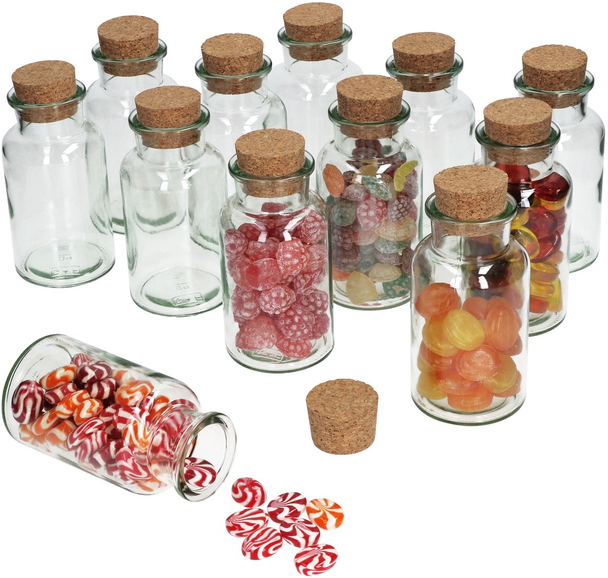 Set van 12 snoeppotten 300ml + kurk