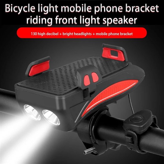 Fiets verlichting - Powerbank Fiets Telefoonhouder - Fiets Smartphone Houder - 2400 mAh - Bel - Koplamp - Oranje — afbeelding 5