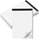PolkaHome Notitieblok, A6 formaat, gelinieerd, 5 stuks, 30 vellen per blok, afscheurbaar, voor school, kantoor en huishouden