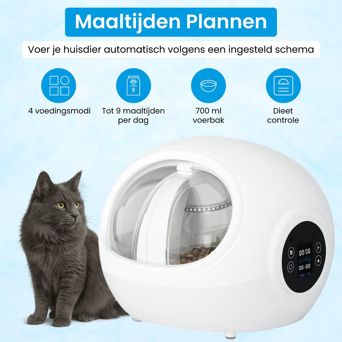 ZoeZo Design - Chip Voerdispenser - Type ZZ-FC1 - RFID - Automatische Voerbak Katten - Voerautomaat met Chip voor Halsband - Voederbak - Wit - Kat & Hond - Halsbandchip - Antidiefstal thumbnail 5