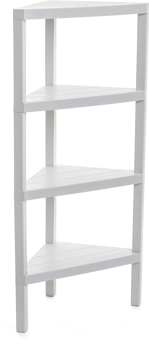 Ibenzoa Moderne Witte Hoekplank met Houteffect en Anti-Slip Bumpers voor Elke Ruimte