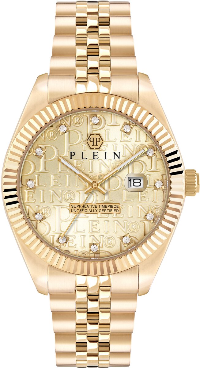 Philipp Plein Date Superlative PWMFA0525 Horloge - Staal - Goudkleurig - Ø 41 mm