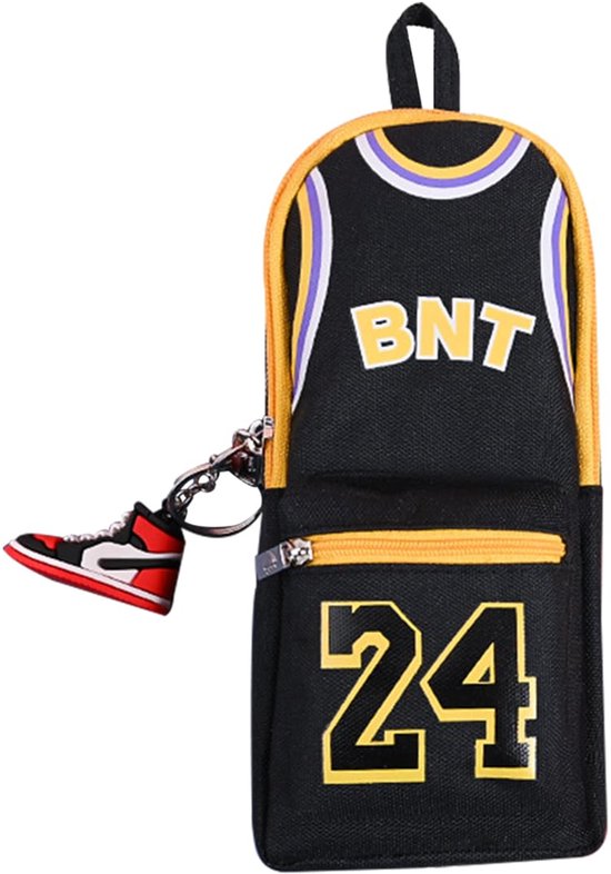 Ibenzoa® Basketbal Sterren Dubbele Ritssluiting Pennenzak met Grote Capaciteit voor Schoolgebruik