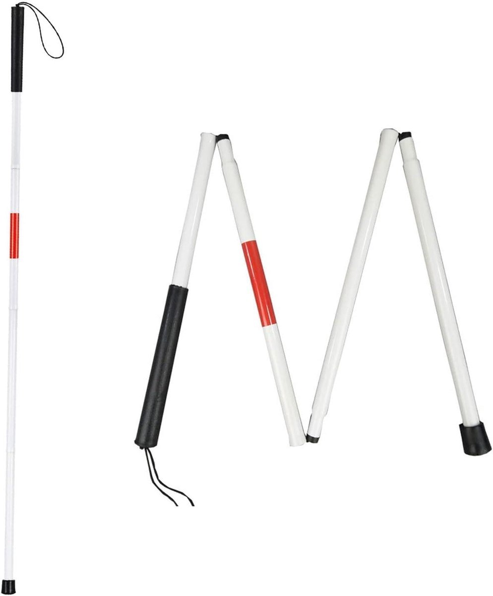 Allecto Plus - Opvouwbare aluminium wandelstok 124 cm voor blinden - Draagbaar en reflecterend