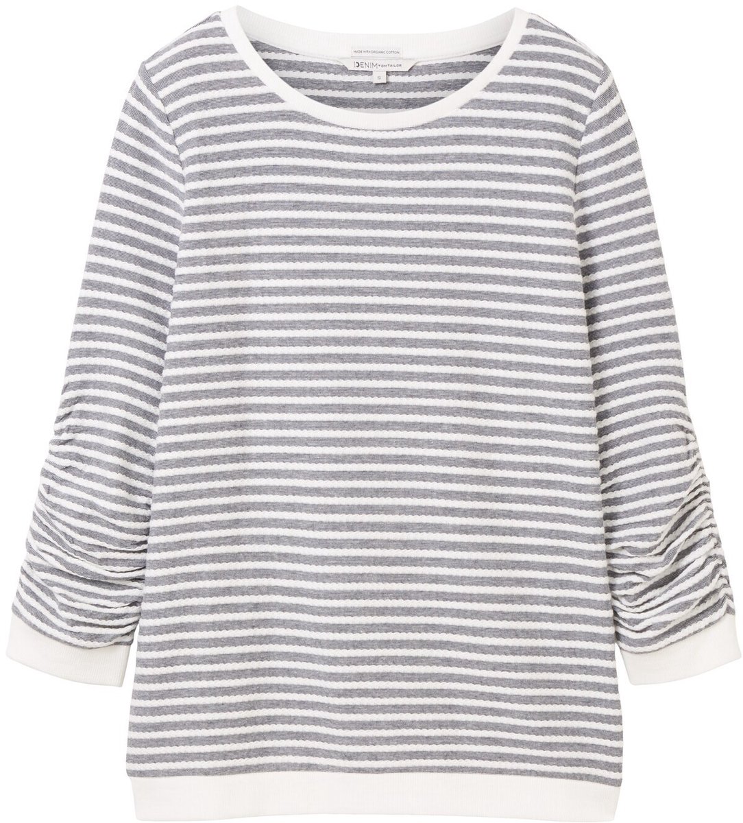 TOM TAILOR Gestreepte Top 3/4 mouw Ronde hals Regular Fit Shirt Gestreept Jacquard Sweater
