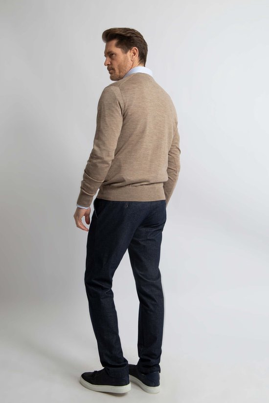 Pull Steppin' Out Col V Laine Mérinos Taupe - Taille 3XL - Homme