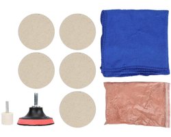 Inovra Plus - Polijstset Glas met Ceriumoxidepoeder voor Krasreparatie en Ruit Reparatie - Autoglas Polijstpad voor Ruiten en Voorruit - Roterend Gereedschap voor Glas en Metaal Polijsten - Duurzame Krasverwijderaar