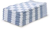 LINNICK Theedoeken set Blok Blauw - 65x65 - Set van 6 - Geblokt - Blokdoeken - 100% katoen - Horeca Theedoeken
