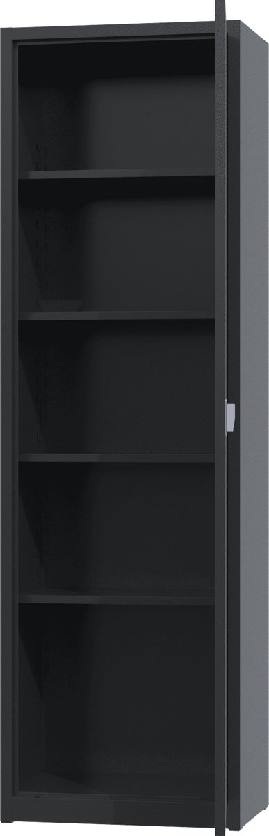 Povag Archiefkast - Opbergkast met slot - Metalen kantoorkast - 195x60x42 cm - Zwart