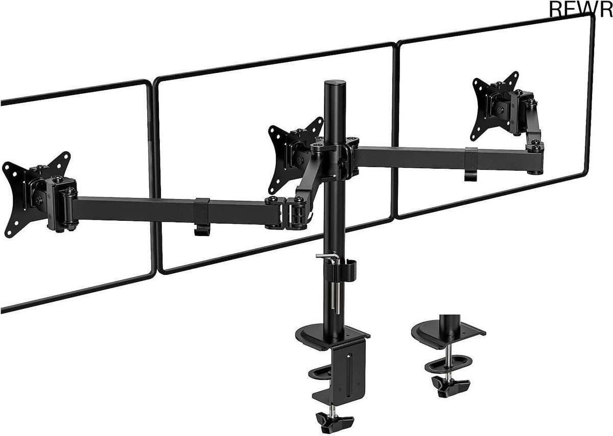 Image of RFWR® Monitorsteun voor 3 Monitoren tot 27 Inch | VESA Compatibel | Verstelbare Bureausteun