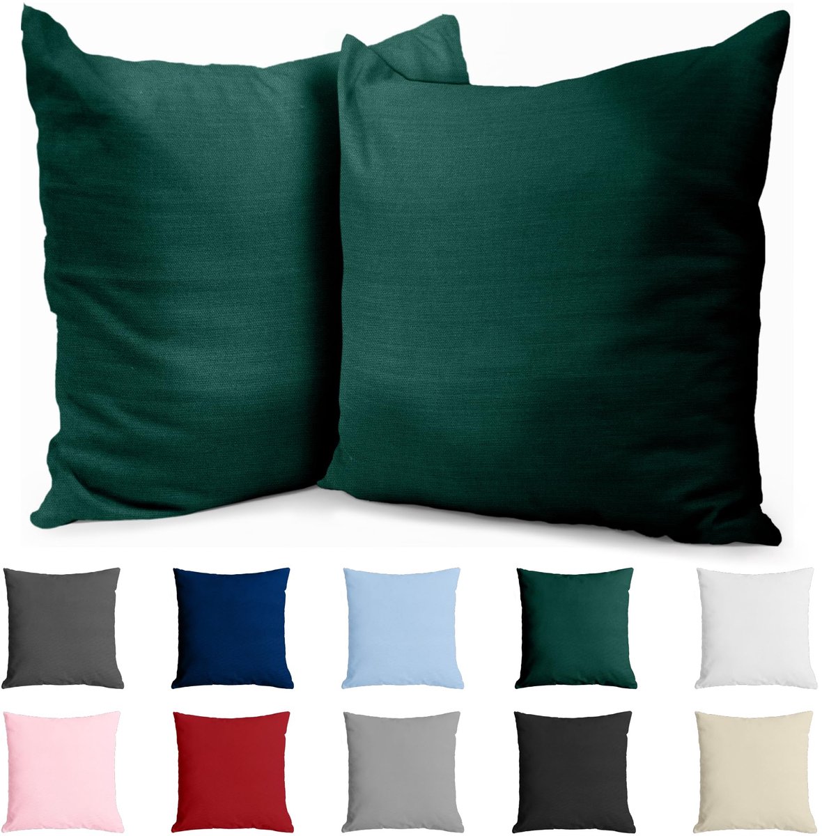 Kussensloop 40x40 Katoen Renforcé (set van 2) - Groen - Dichtgeweven met 57 draden/cm² - Kussensloop 40x40cm - Oeko Tex gecertificeerd - Dreamzie