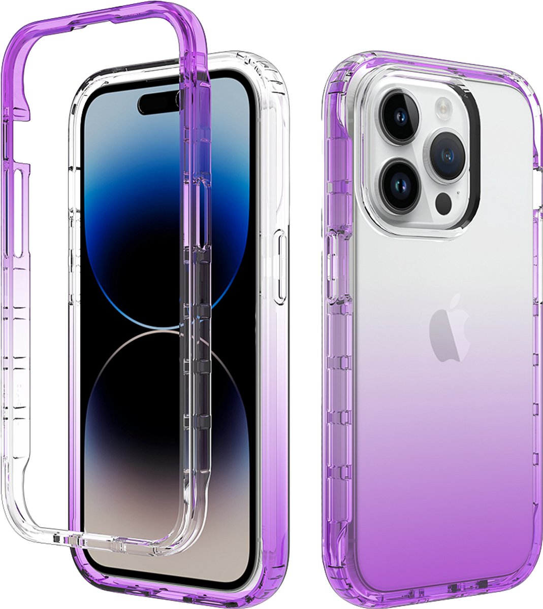 Hoesje geschikt voor iPhone 17 Pro - Full body - 2 delig - Shockproof - Siliconen - TPU - Paars