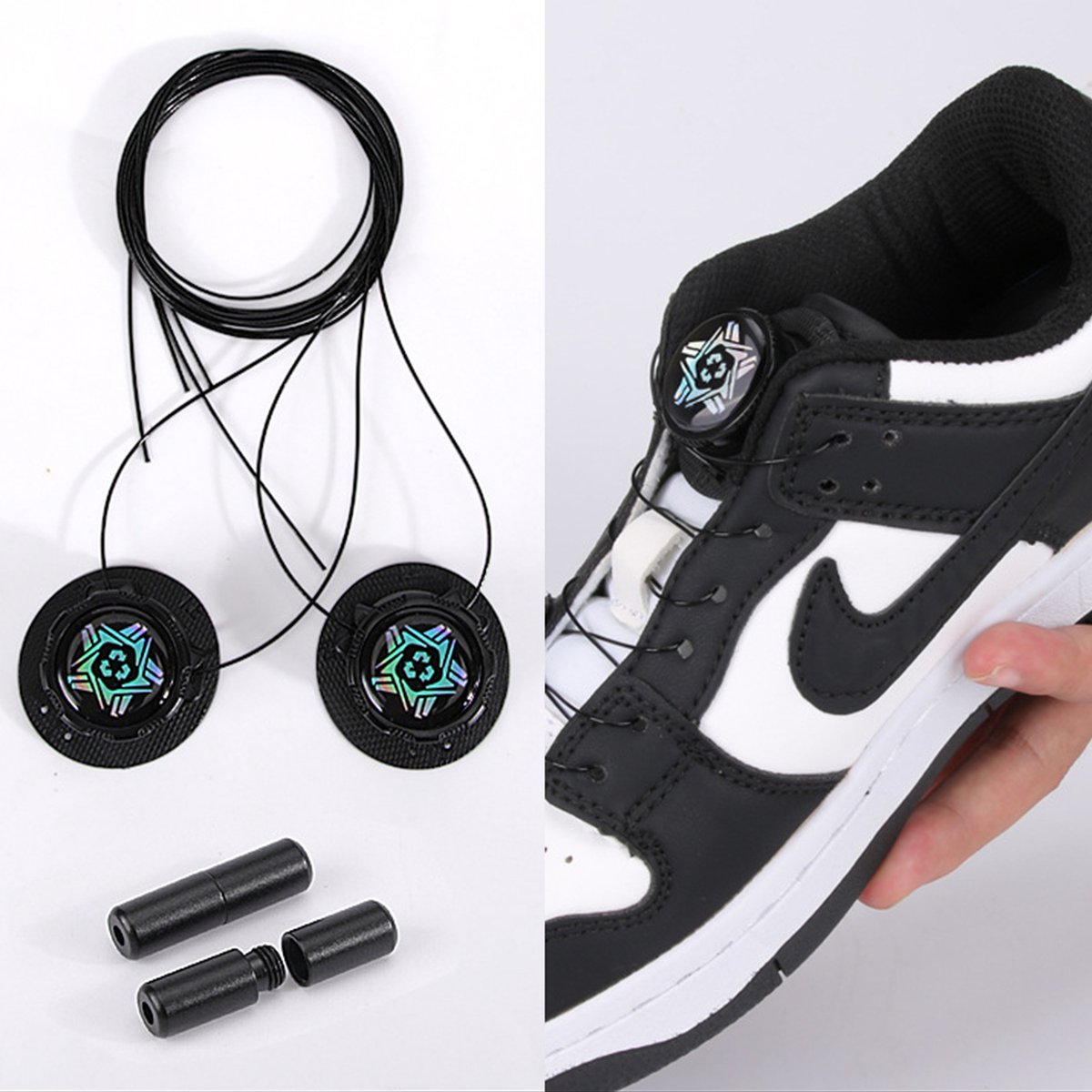 Strikvrije elastische schoenveters Black