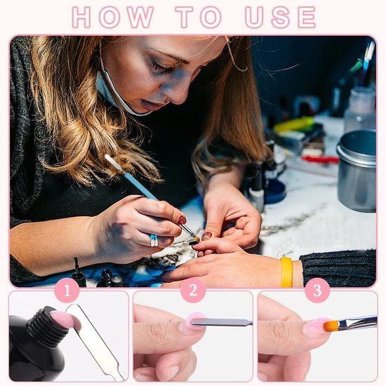 4 stuks nagelborstels voor gelnagels - dubbele nagelborstels - platte manicure - builder nagels - kunstgereedschap - borstelduwer - schilderpen voor doe-het-zelf gelnagels — afbeelding 2