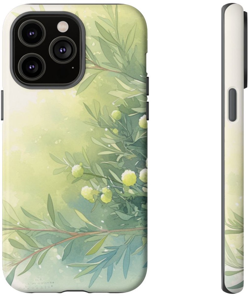 Groene Botanische Waterverf Illustratie – Telefoonhoesje Geschikt voor iPhone 14 Pro Max