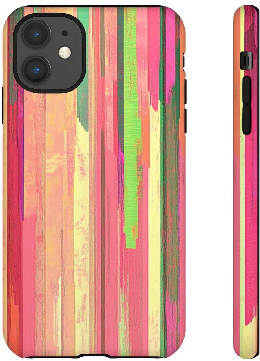 Levendige Verticale Strepen Abstracte Kunst – Telefoonhoesje Geschikt voor iPhone 11