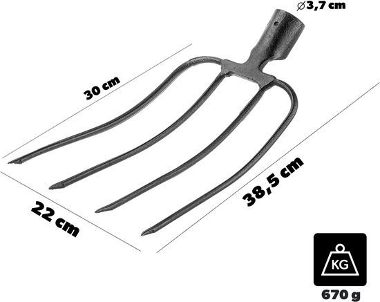 KADAX Steenvork zonder steel, aardappelvork van staal, raapvork, draadvork, aardappelvork, spatvork, mestvork, hooivork, grafvork (zwart 4 tanden) van KADAX — afbeelding 5