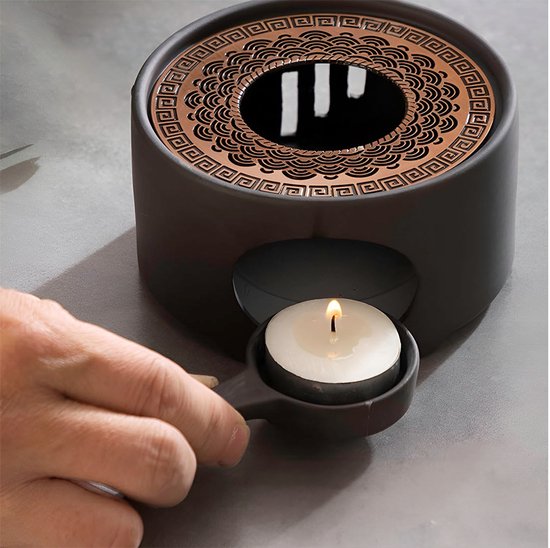 XEMM Rechaud - Warmhoudplaatje Theepot - Zwart met Koper Design - ø14,5 cm — afbeelding 3