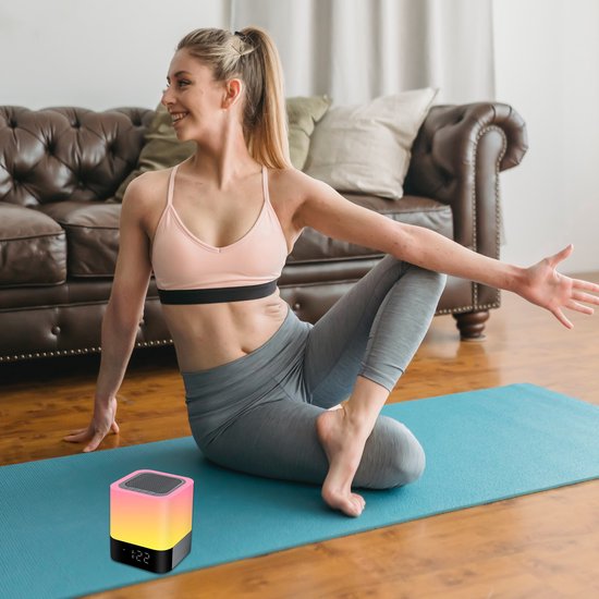 Touch Bedlamp - Bluetooth Speaker met LED Verlichting - Dimbare Nachtlamp - Geschikt voor Slaapkamer en Reizen - Voor Muziekliefhebbers - Wit - Ø10cm - 1 Stuk van Merkloos — afbeelding 5