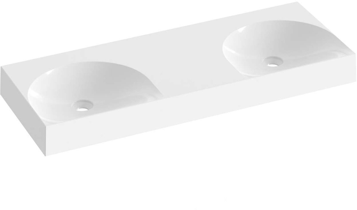 Ravak Lite - Dubbele wastafel 120x45 cm, zonder overloop, zonder kraangat, wit XJX01312001