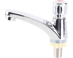 Verchroomde zelfsluitende waterbesparende tijdvertraging wastafel gootsteenkraan - voor openbare keuken - badkamer - duurzame kraan