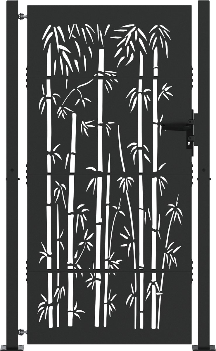 vidaXL - Tuinpoort - met - slot - Zwart - 110 - x - 205 - cm - Gepoedercoat - staal