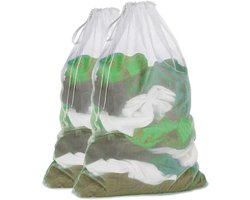 EXCITAT Waszakken voor wasgoed - wasnetten - Waszakken met trekkoord van gaas - Herbruikbaar - voor slaapzaal en thuis - 2-pack