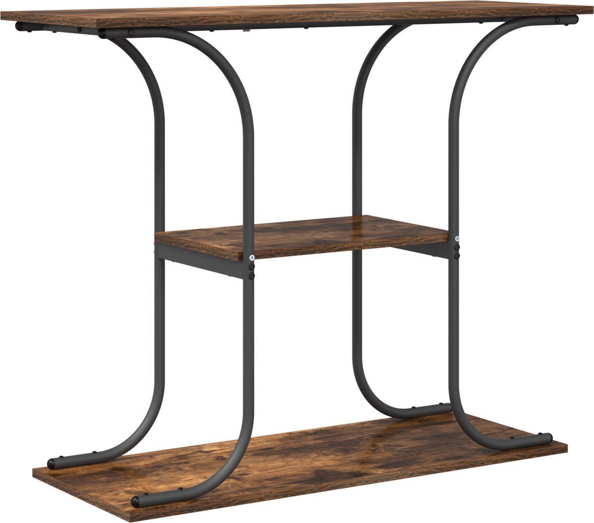 vidaXL Wandtafel - met - plank - Rook - Eiken - 101 - x - 35 - x - 80,5 - cm - Bewerkt - hout Gerookt eiken