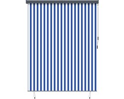 vidaXL - Rolgordijn - Blauw - en - Wit - 220 - x - 250 - cm - Stof - en - Aluminium