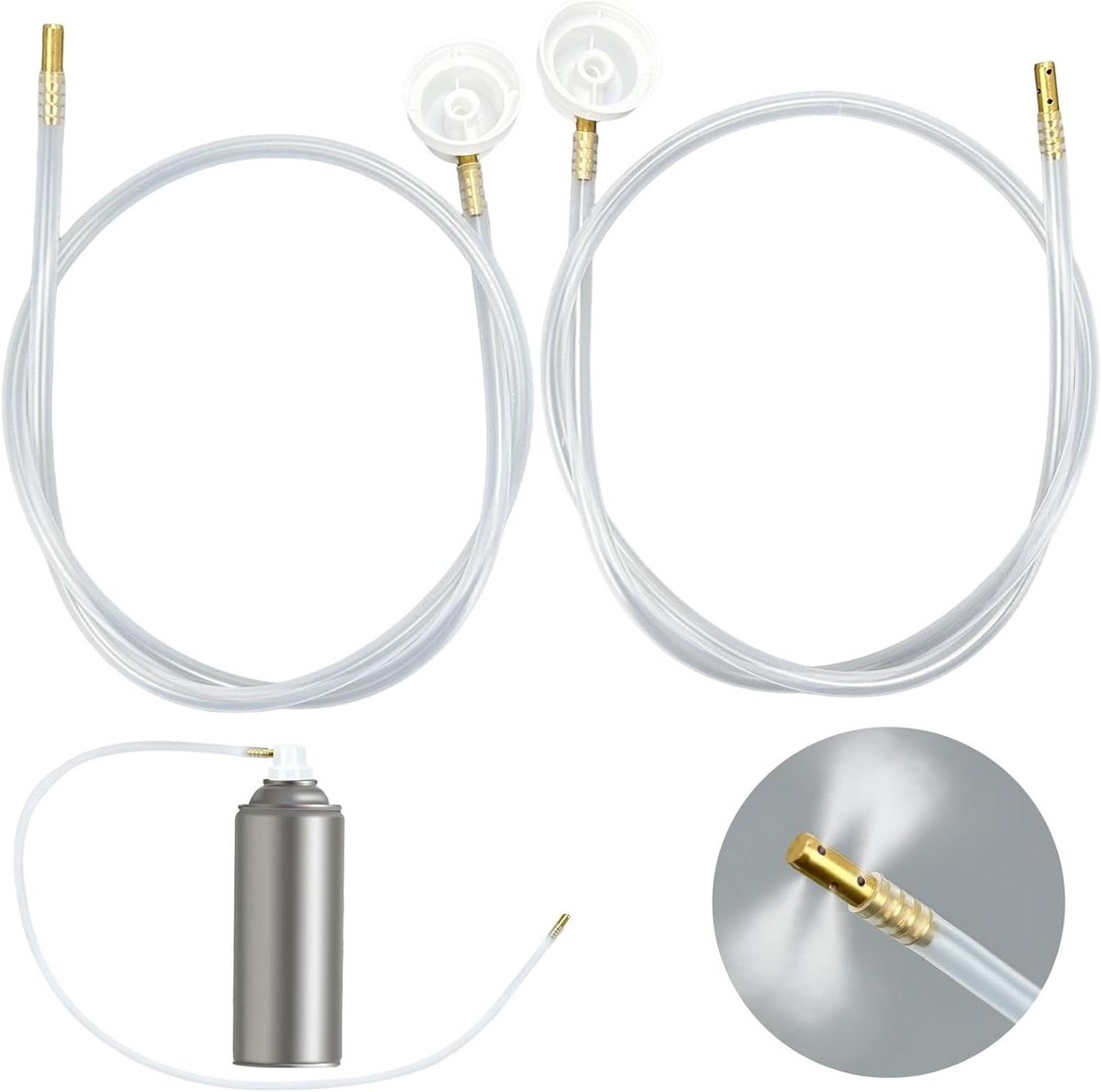 Allecto Plus - Aerosol Nozzle Set met Verlengslang en 360 Graden Rotatie - 2 Stuks - Ideaal voor Spuitblikken en Sprayverf - Wit