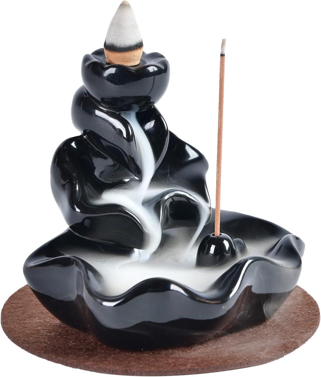 Backflow Incense Holder with Waterfall and 20pcs Incense Cones