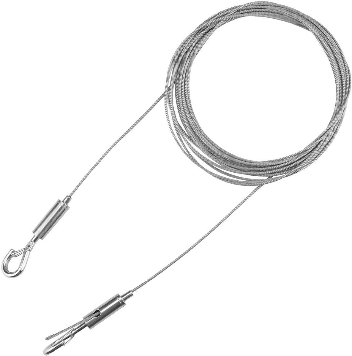 15 mm x 5 m Staalkabel Touwtouw met Oogjes - Verstelbare Haken - Tenttouw - Waslijn - Klimplanttouw - Douchegordijntouw