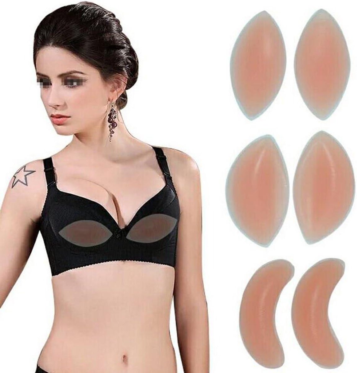 Allecto Plus - Siliconen Gel Push-Up BH Vullingen Borstvergroter Inserts (C-stijl) met Onzichtbare Pasvorm - Comfortabel en Natuurlijk Gevormd