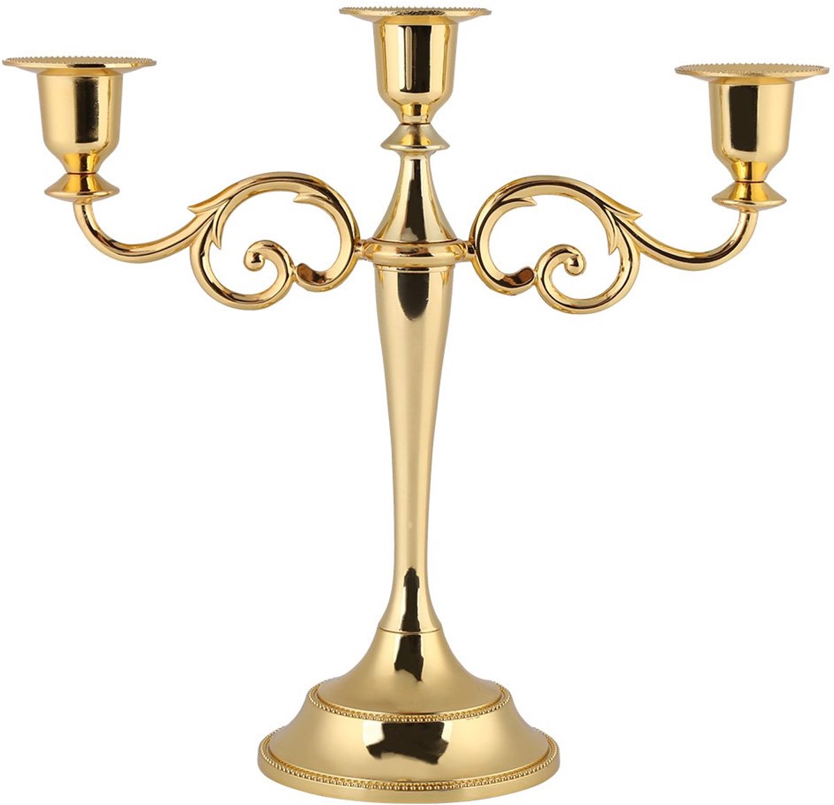 Ibenzoa Stijlvolle Gouden Kandelaar met Drie Armen voor Feestelijke Gelegenheden en Thuisdecoratie