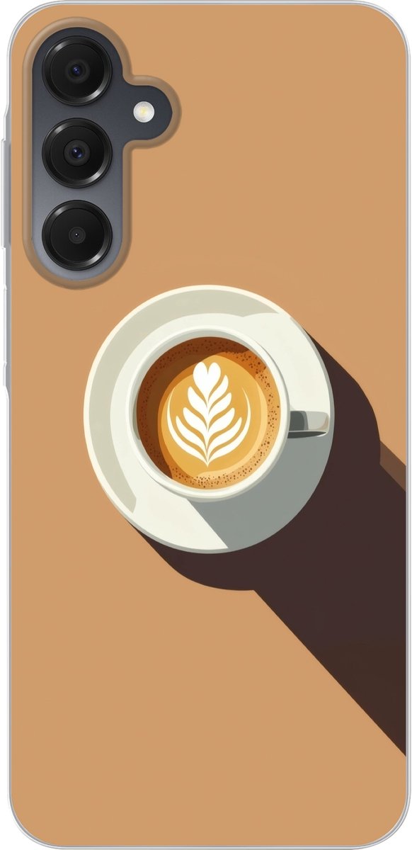 Telefoonhoesje Geschikt voor Samsung Galaxy A16 5G hoesje - Cappuccino - Kop - Schotel - Minimalitisch - Siliconen Telefoonhoesje Telefoonhoesje