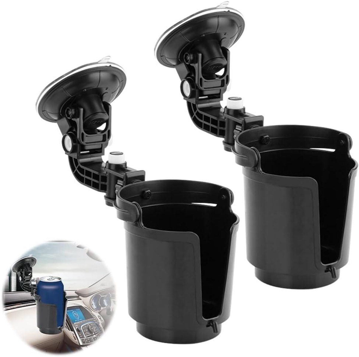 Bekerhouder voor in de auto - 2 stuks, verstelbare universele blikhouder met koffiebeker opbergmogelijkheid. Gemakkelijk bevestigen. Handig tijdens autorit.