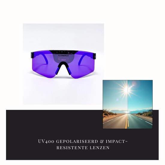 Flamengo® Sport Zonnebril - TR90 Frame+TAC Lens - Viper Glasses - Wintersport zonnebril - sneeuw - ski bril - Fietsbril - Sportbril - rave space festival bril - UV 400 gepolariseerd - Rood Oranje van flamengo — afbeelding 2