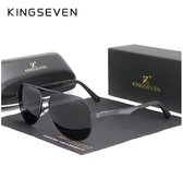 KINGSEVEN Zonnebril 7759 - Zwart-Grijs – Heren - Vrouwen - Gepolariseerd - UV400 - Piloot