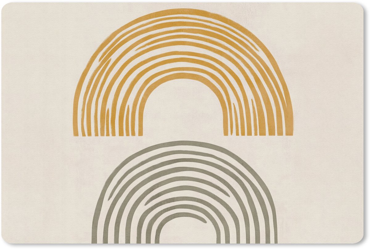 Muismat 27x18 cm - Mousepad Bogen - Lijnen - Oranje - Minimalistisch - Muismatten
