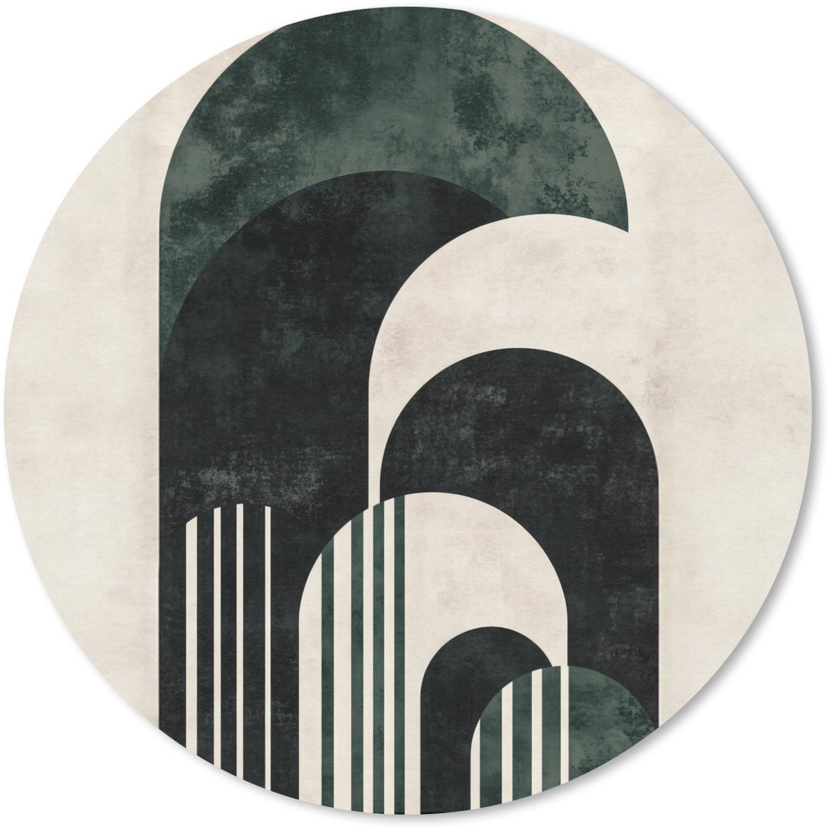 Muismat rond 20x20 cm - Mousepad Bogen - Donkergroen - Lijnen - Ronde muismatten