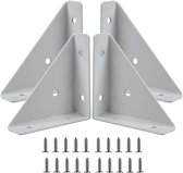 Équerres de fixation d'angle en métal pour meubles en bois, lot de 4 pièces, avec 20 vis, connecteurs d'angle à 90 degrés, blanc, pour bord de lit ou de bureau