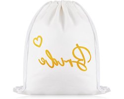 Drawstring gymtas voor bruid en bruidsmeisjes - wit en goud - 37 x 46 cm - huwelijk Hen Party - canvas rugzak - ongeveer 14 liter