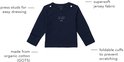 Donkerblauw longsleeve shirt met witte tekst 'YOU MAKE ME HAPPY'.